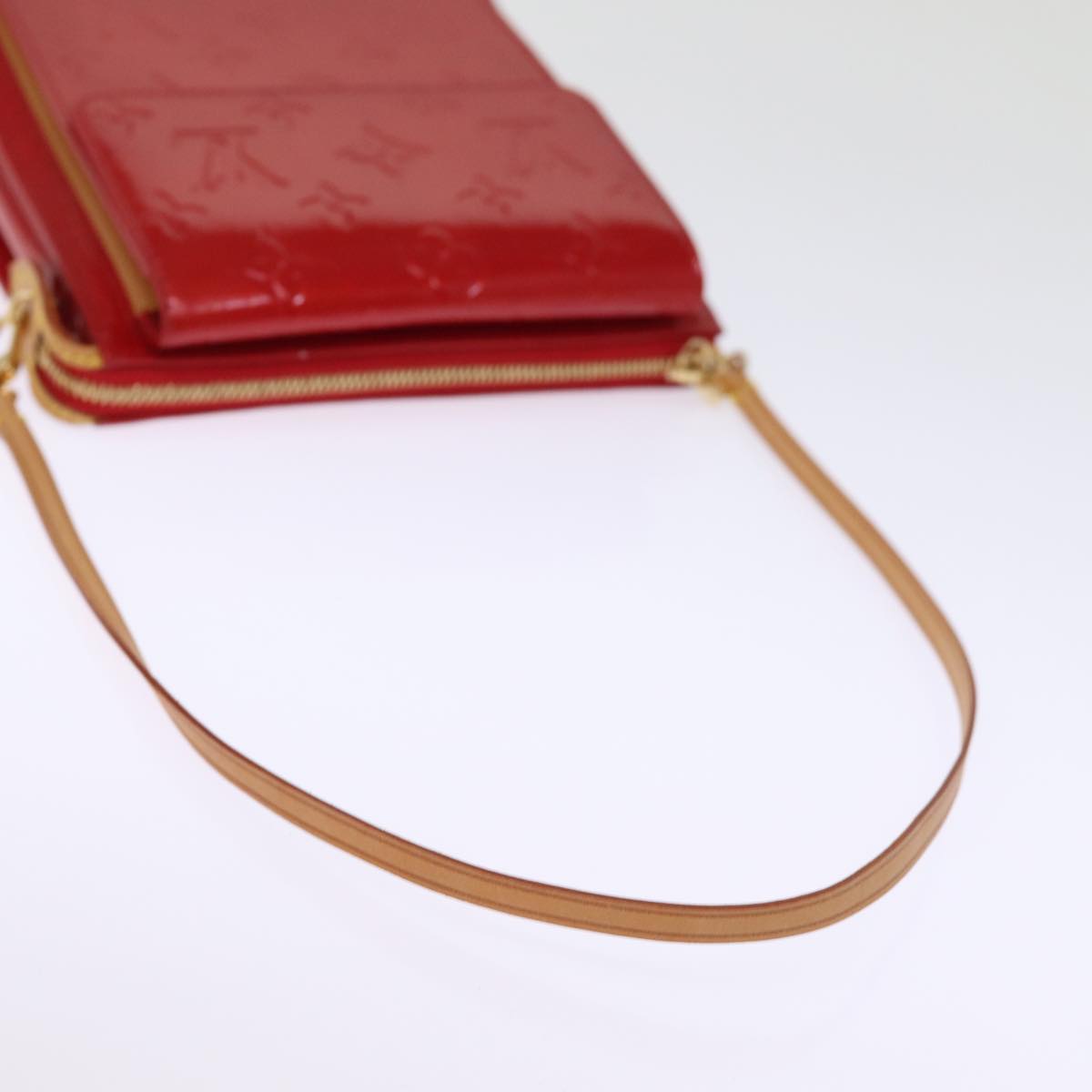 LOUIS VUITTON Monogram Vernis Motto Accessory Pouch Red M91137 LV 77464