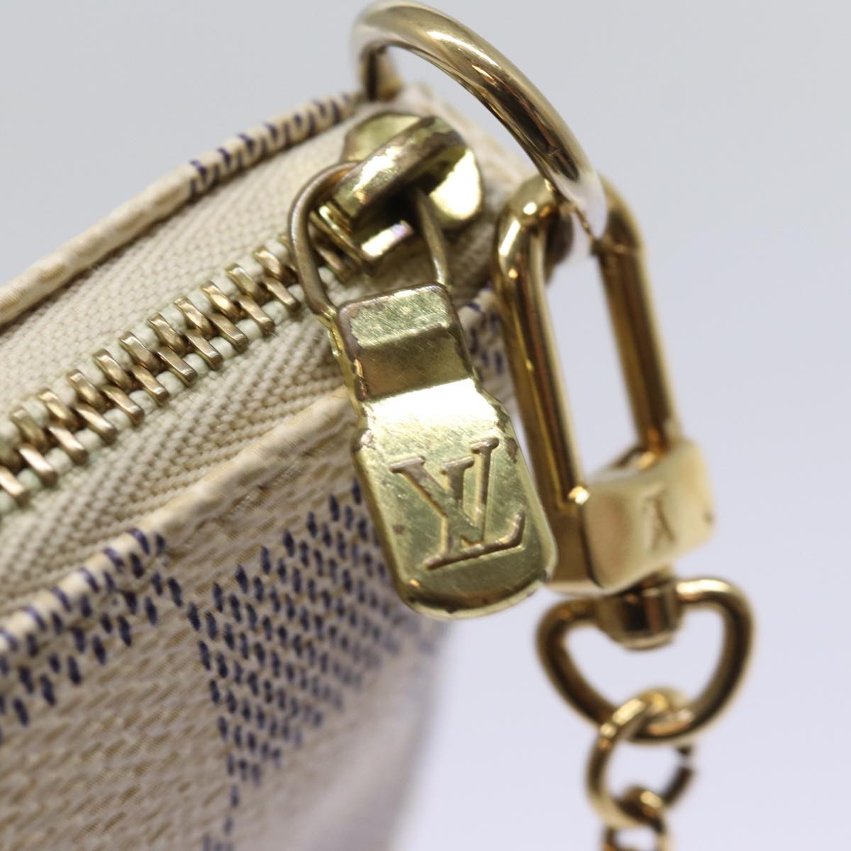 LOUIS VUITTON Damier Azur Mini Pochette Accessoires Pouch N60487 LV 77545