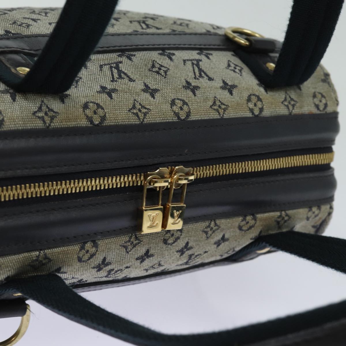 LOUIS VUITTON Monogram Mini Josephine PM Hand Bag Blue M92049 LV 77560