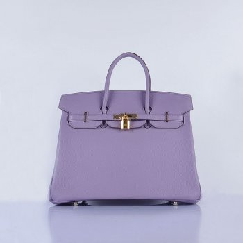 Luxury Hermes Birkin 35cm Togo Leather Handbags Light Purple Golden