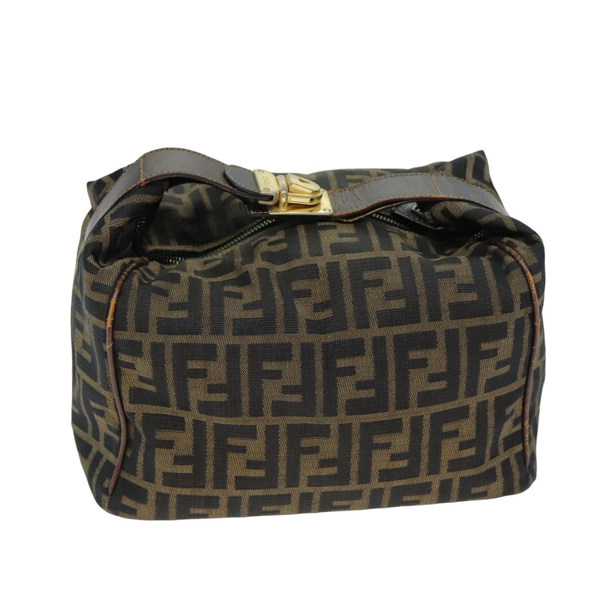 Luxury Fendi Zucca Canvas Vanity Pouch Brown Black77628