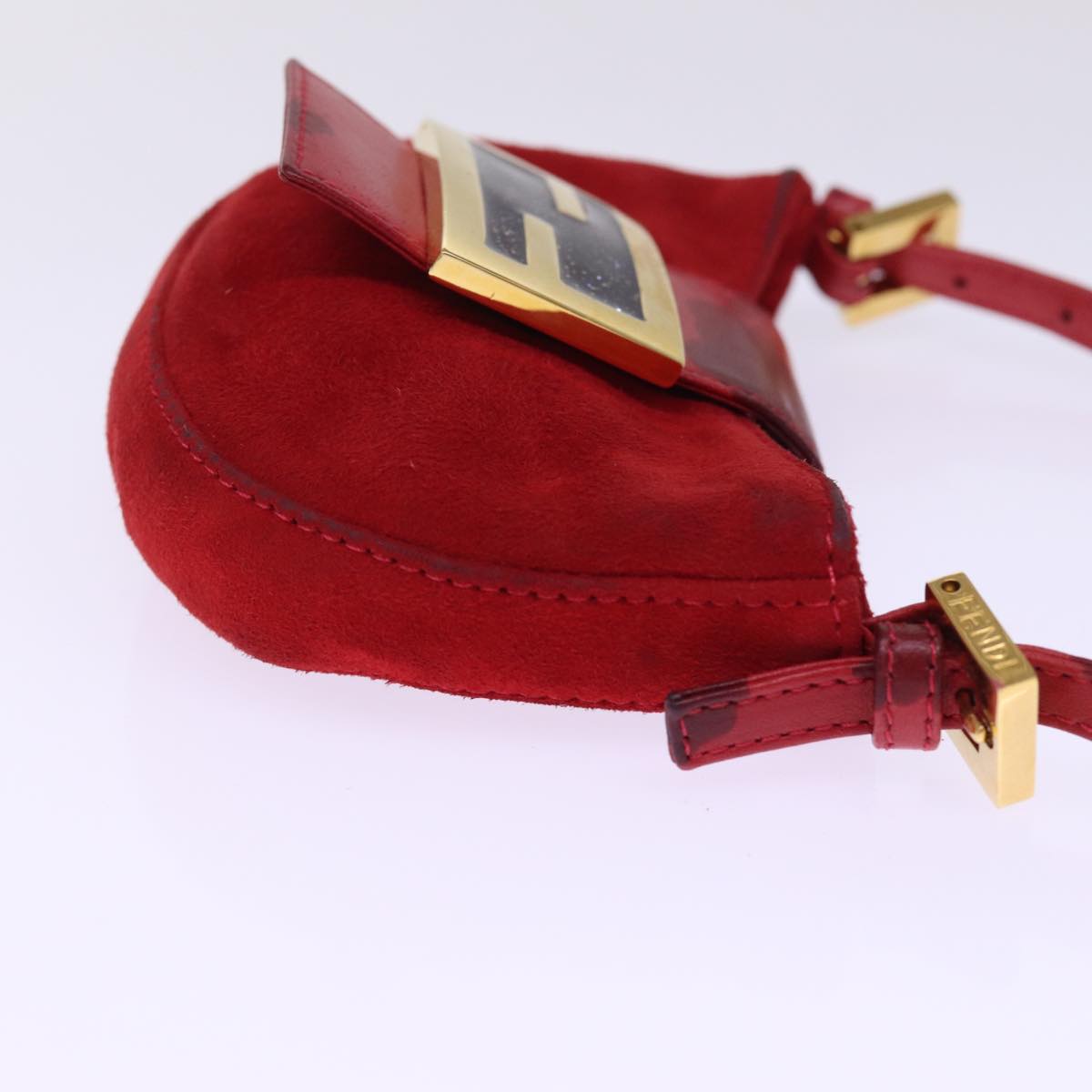 Luxury Fendi Mini Croissant Hand Bag Suede Red77631