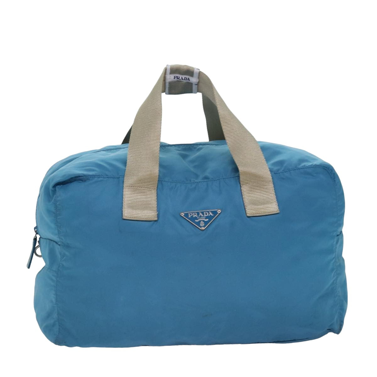 Luxury PradaBoston Bag Nylon Light Blue 77639