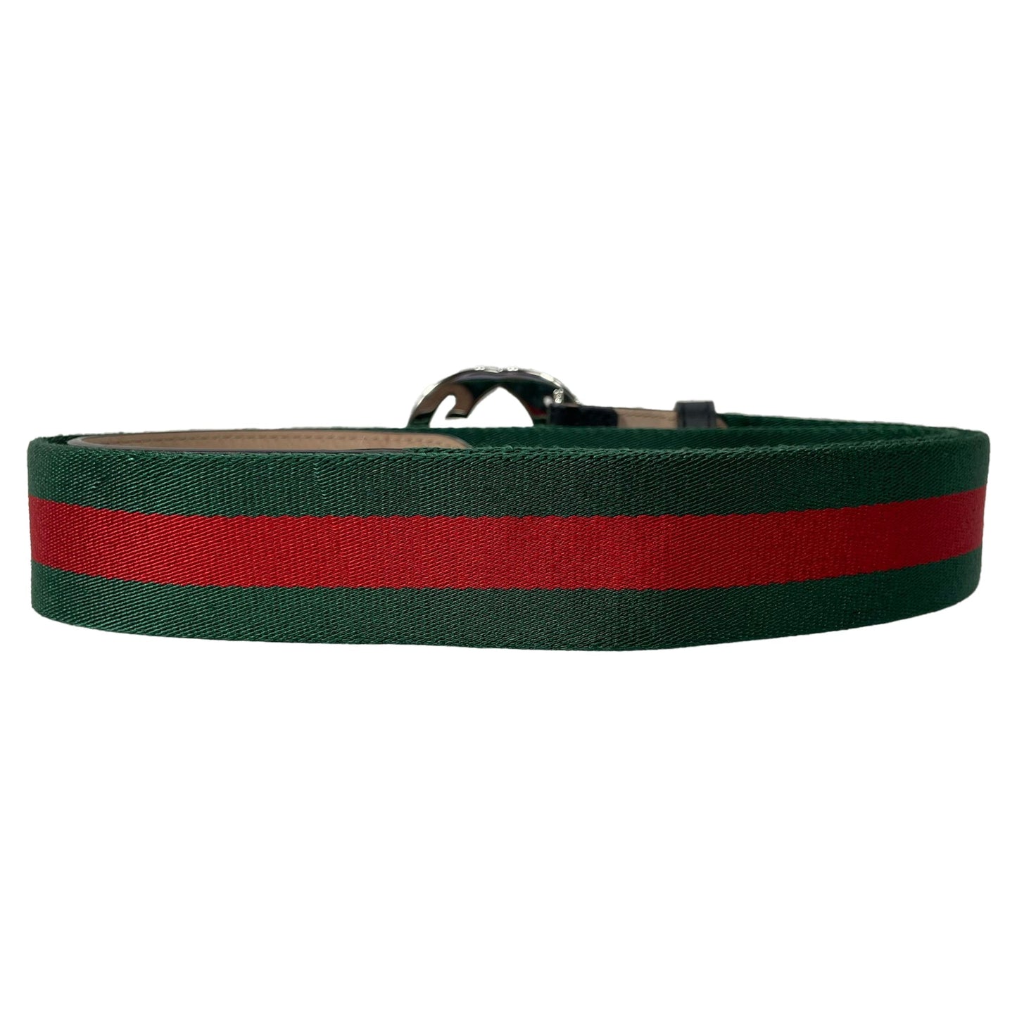 Gucci Web Interlocking G Buckle Belt in Green Canvas