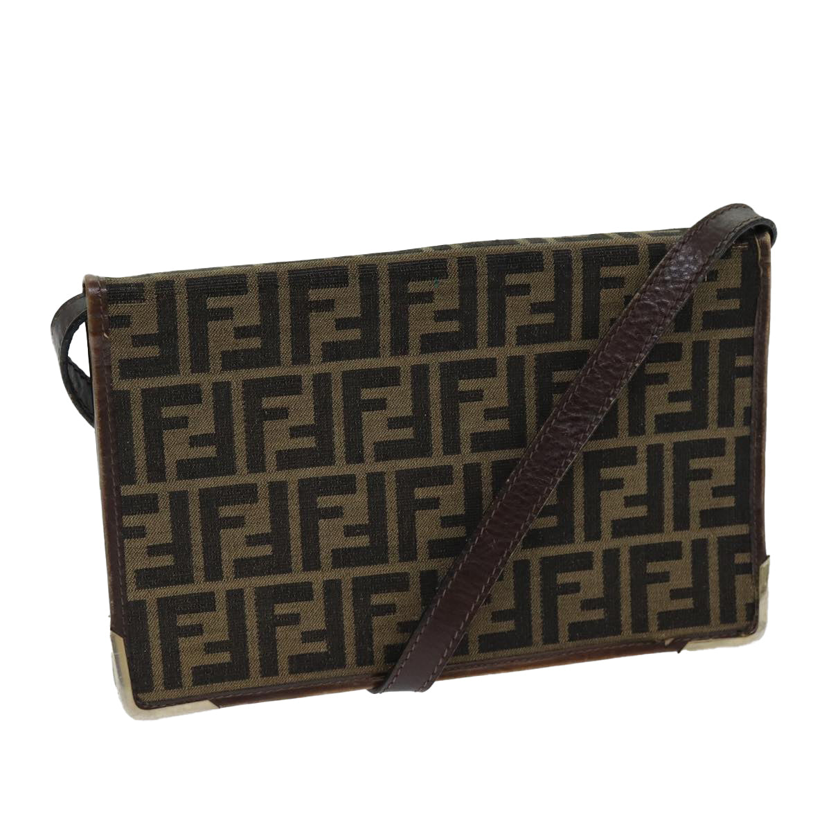 Luxury Fendi Zucca Canvas Shoulder Bag Brown Black77742