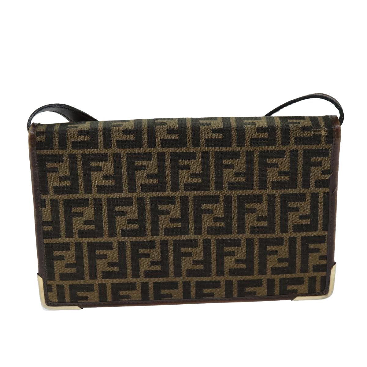 Luxury Fendi Zucca Canvas Shoulder Bag Brown Black77742