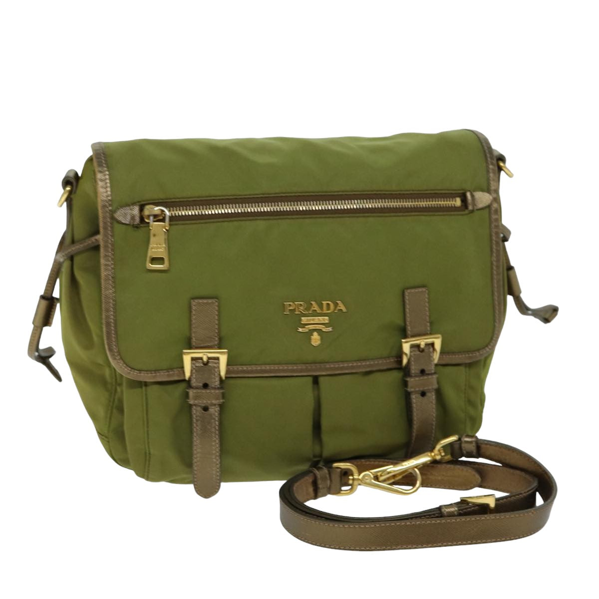 Luxury PradaShoulder Bag Nylon Khaki 77834
