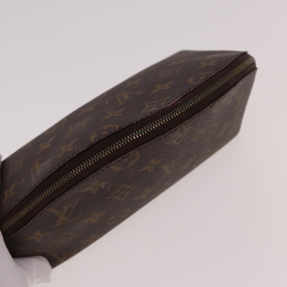 LOUIS VUITTON Monogram Trousse Demi Ronde Cosmetic Pouch M47520 LV 77855