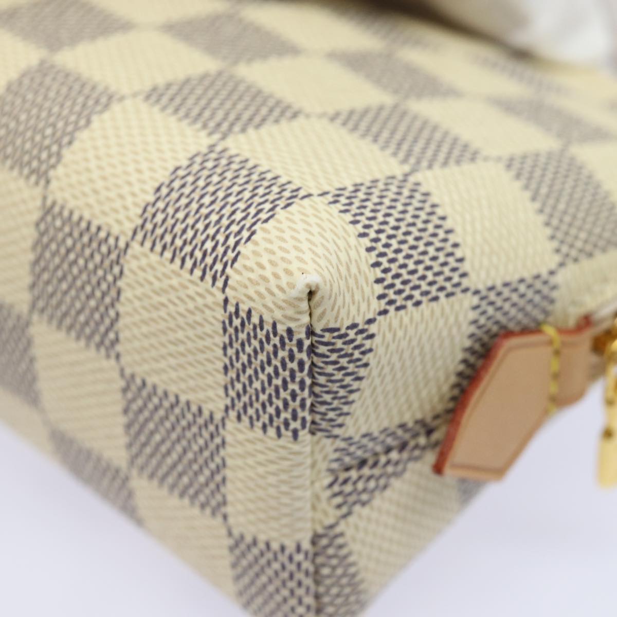 LOUIS VUITTON Damier Azur Pochette Cosmetic PM Pouch N60024 LV 77924A