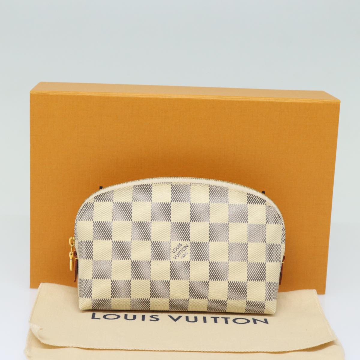 LOUIS VUITTON Damier Azur Pochette Cosmetic PM Pouch N60024 LV 77924A