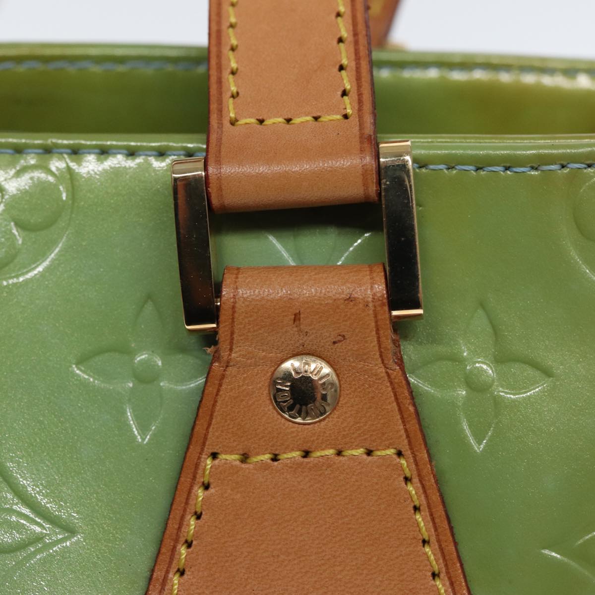LOUIS VUITTON Monogram Vernis Houston Hand Bag Baby Blue M91005 LV 77930