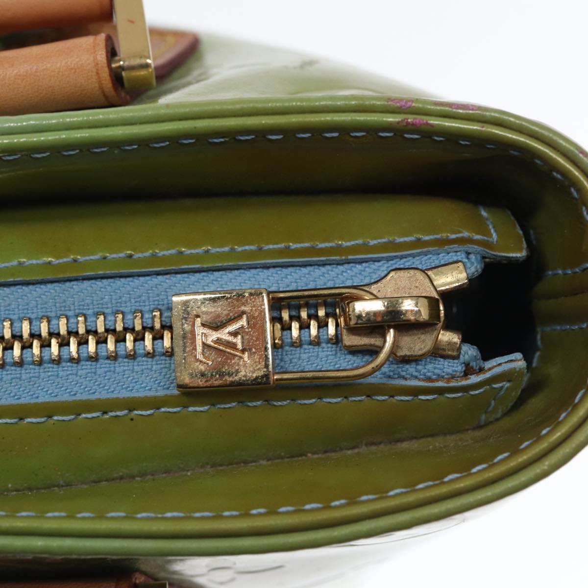 LOUIS VUITTON Monogram Vernis Houston Hand Bag Baby Blue M91005 LV 77930