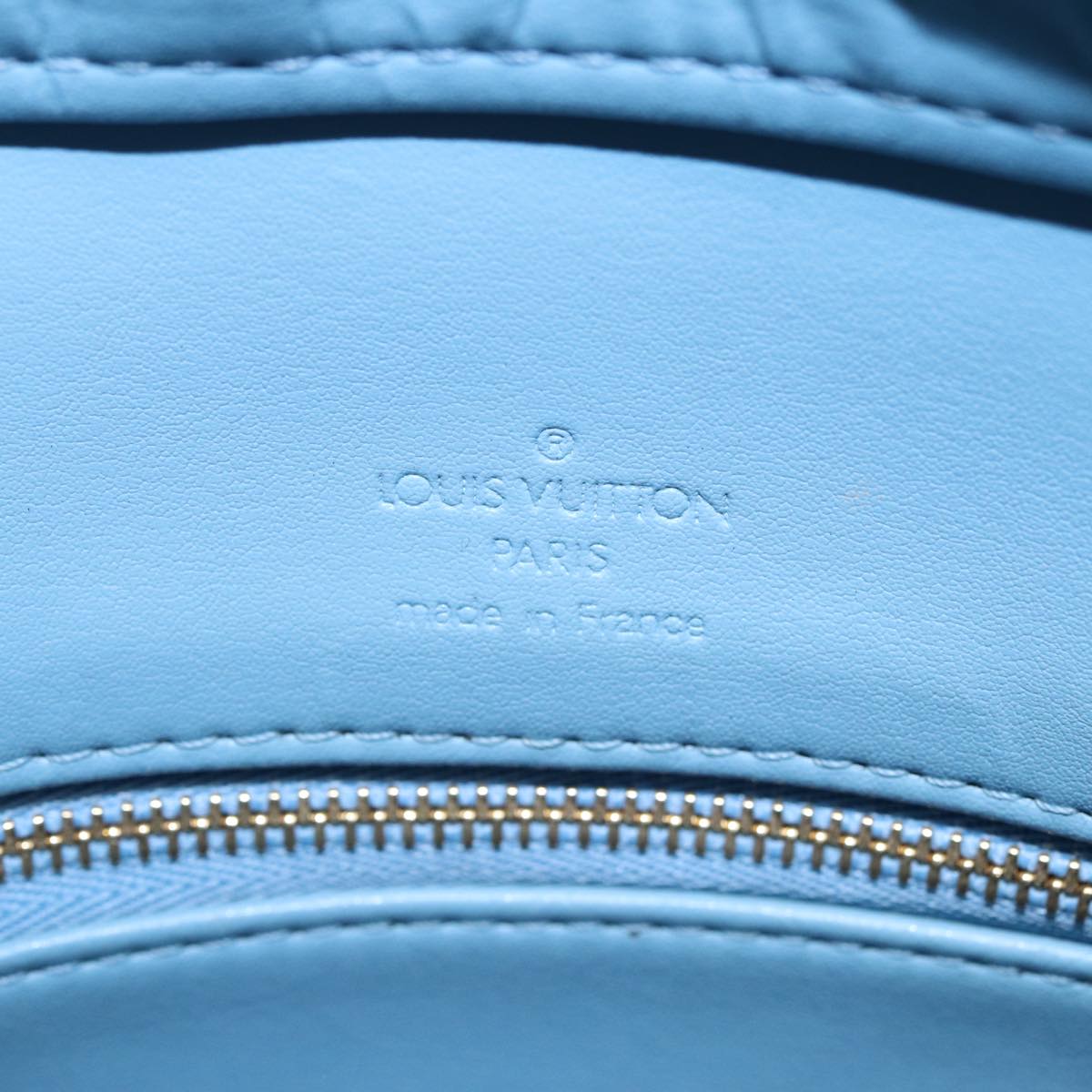 LOUIS VUITTON Monogram Vernis Houston Hand Bag Baby Blue M91005 LV 77930
