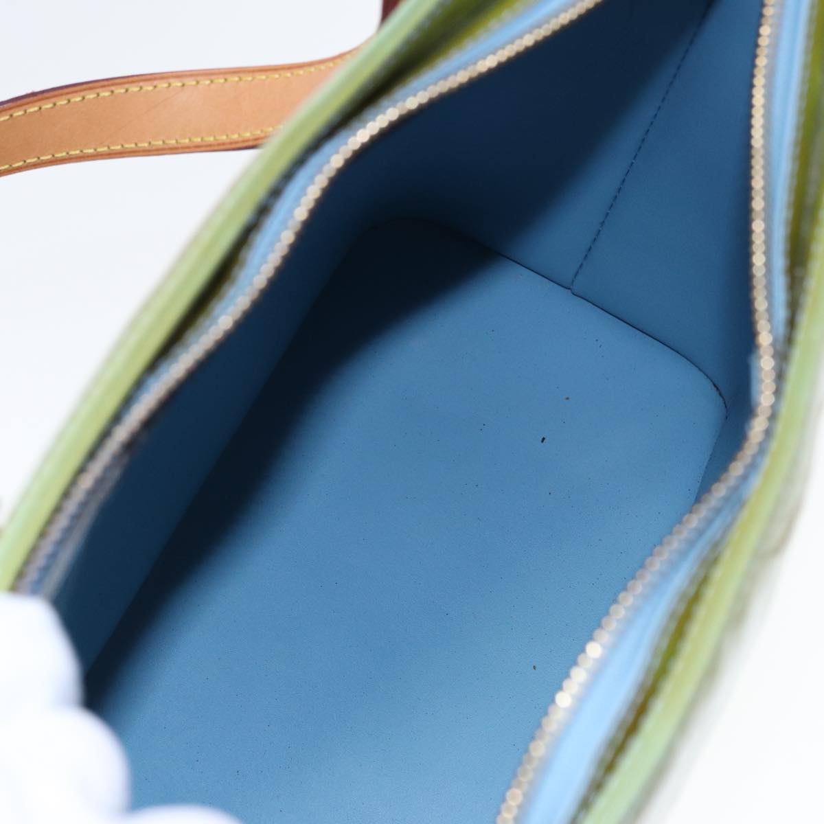 LOUIS VUITTON Monogram Vernis Houston Hand Bag Baby Blue M91005 LV 77930
