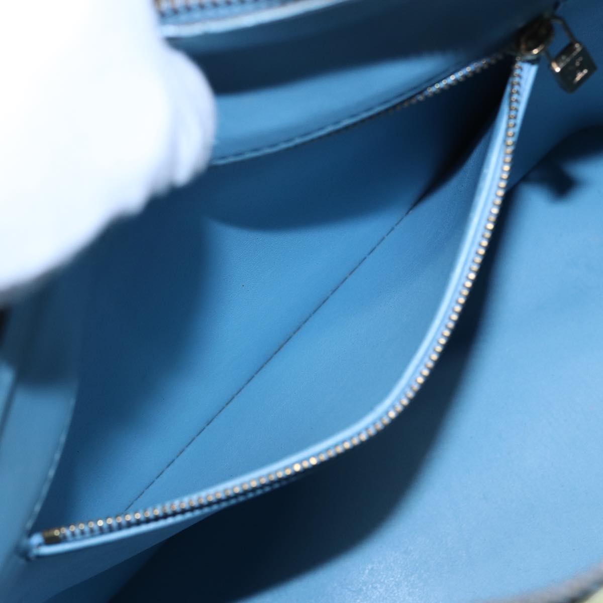 LOUIS VUITTON Monogram Vernis Houston Hand Bag Baby Blue M91005 LV 77930