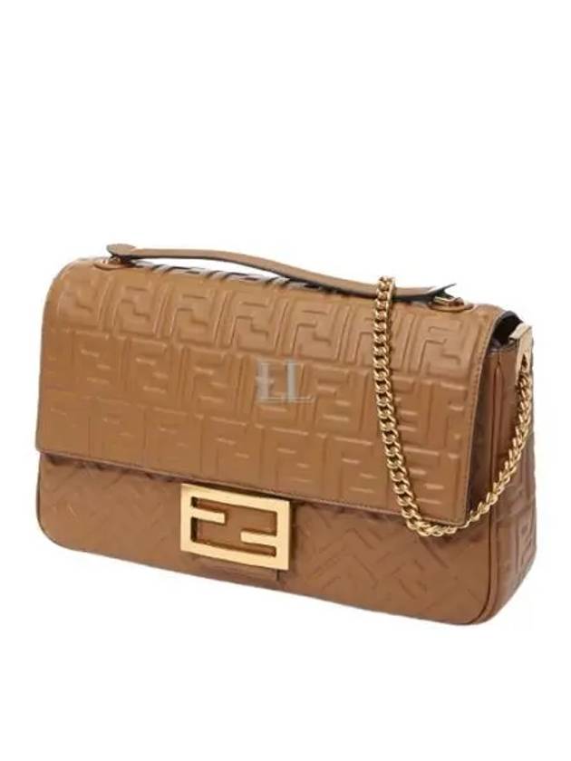 Luxury Fendi Baguette Chain Large Nappa Leather Shoulder Bag Brown