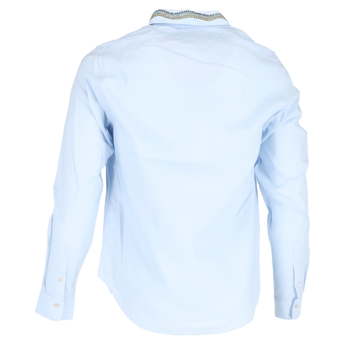 Gucci Dragon Printed Collar Long Sleeve Shirt in Light Blue Cotton