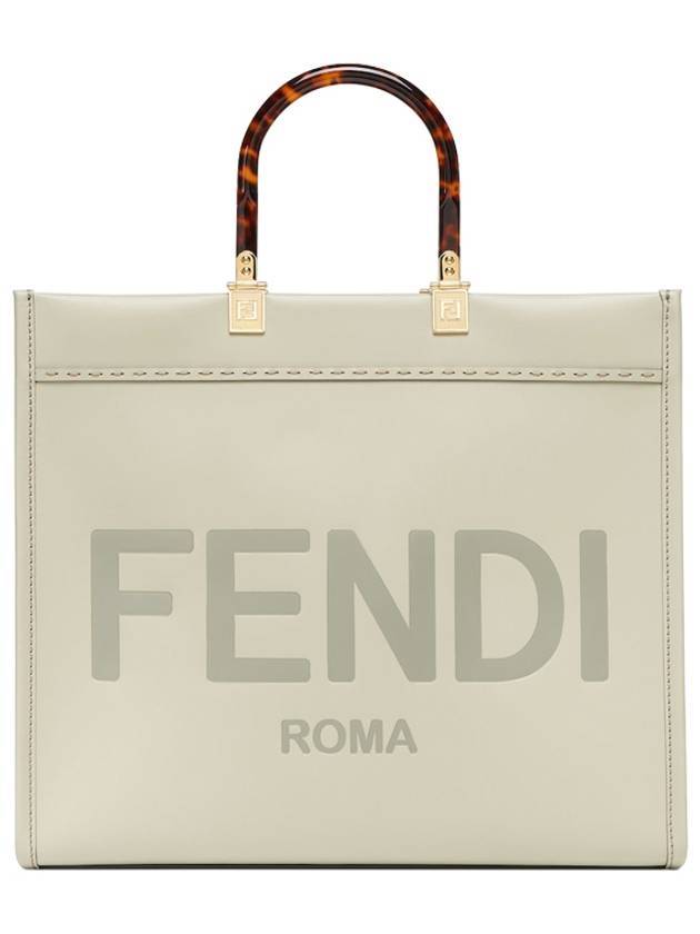 Luxury Fendi Sunshine Logo Medium Tote Bag Light Green