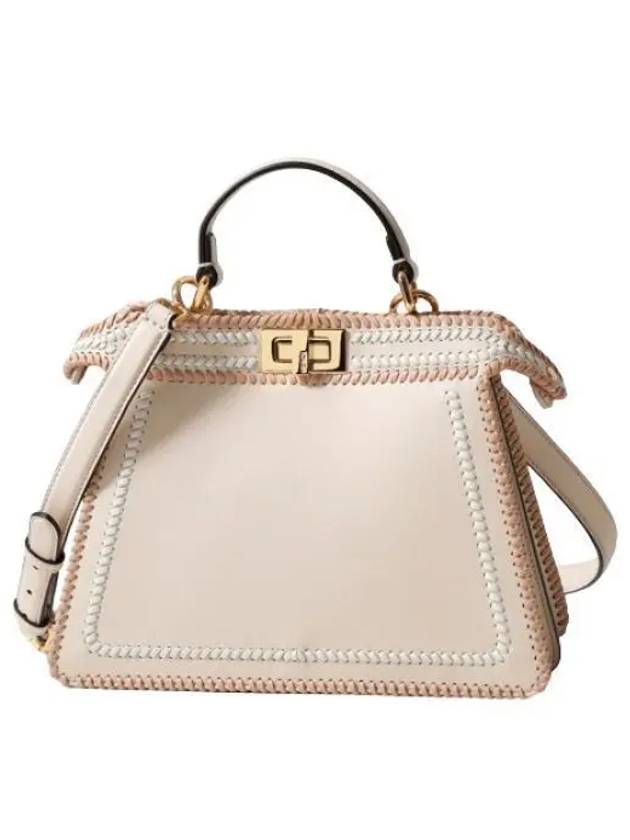 Luxury Fendi Peekaboo I See U Small Leather Tote Bag Rosa