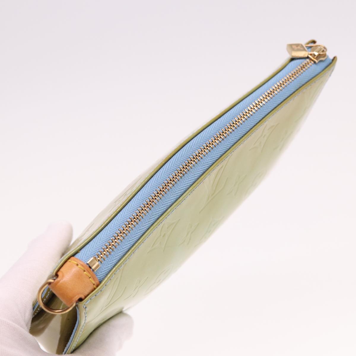 LOUIS VUITTON Monogram Vernis Lexington Pouch Baby Blue M91011 LV 78009