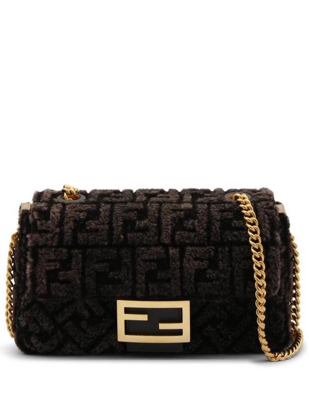Luxury Fendi Baguette Chain Midi Shoulder Bag Dark Brown