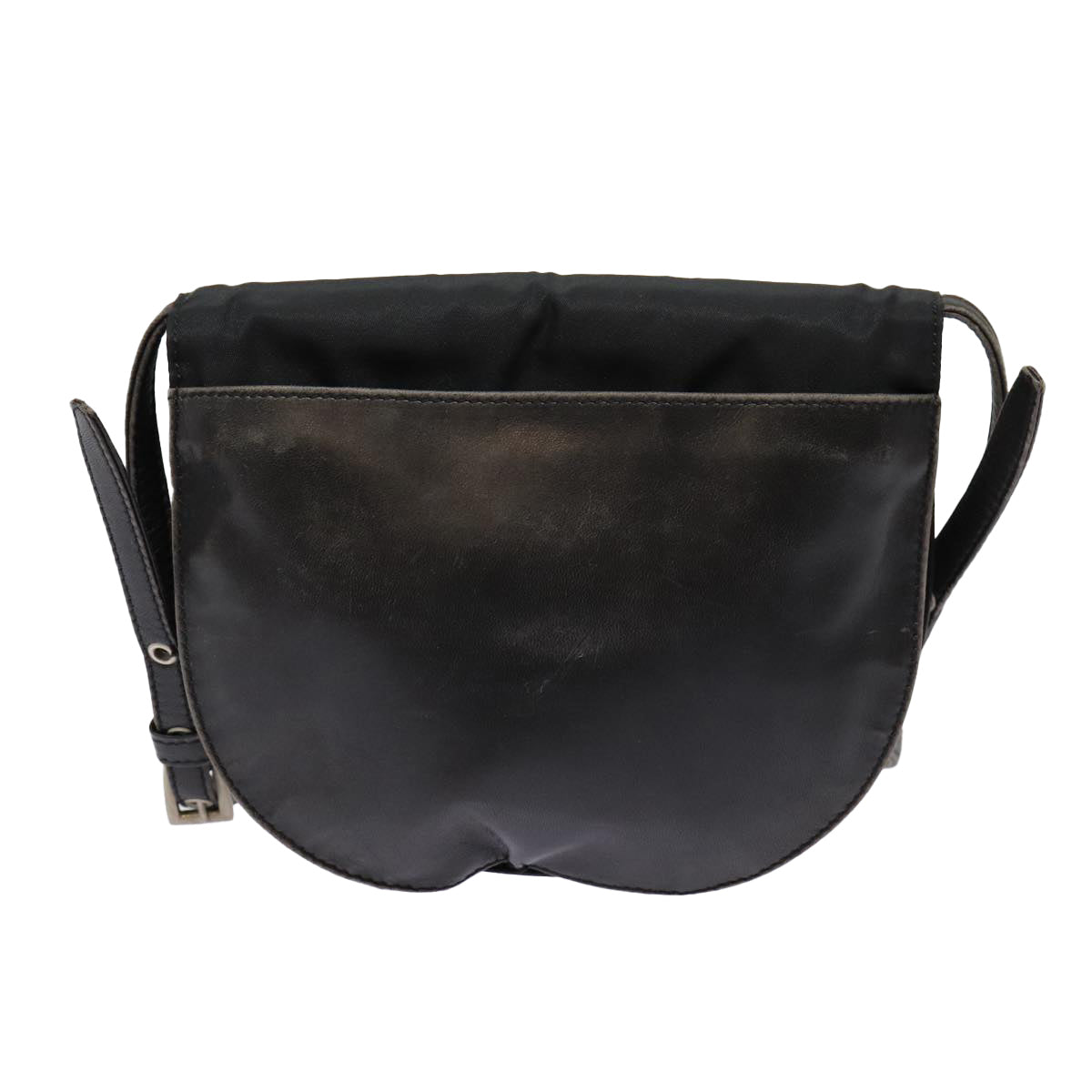 Luxury Prada Shoulder Bag Leather Silver Black  78102