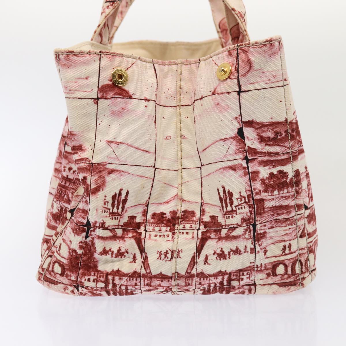 Luxury Prada Canapa GM Hand Bag Canvas Red White gold  78105