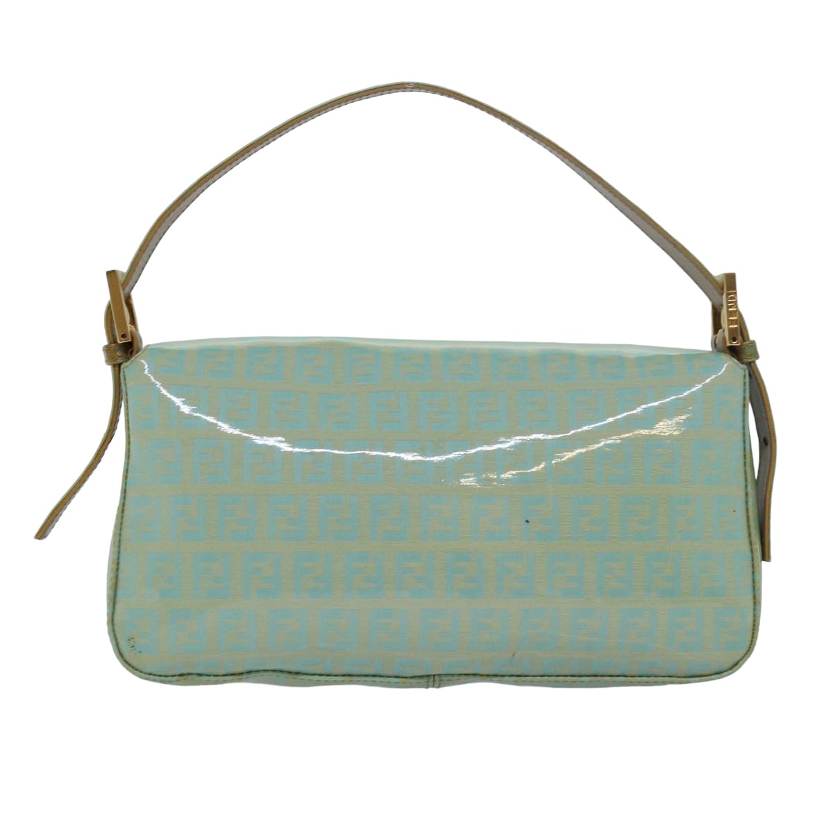Luxury Fendi Zucchino Canvas Mamma Baguette Hand Bag Light Blue78229