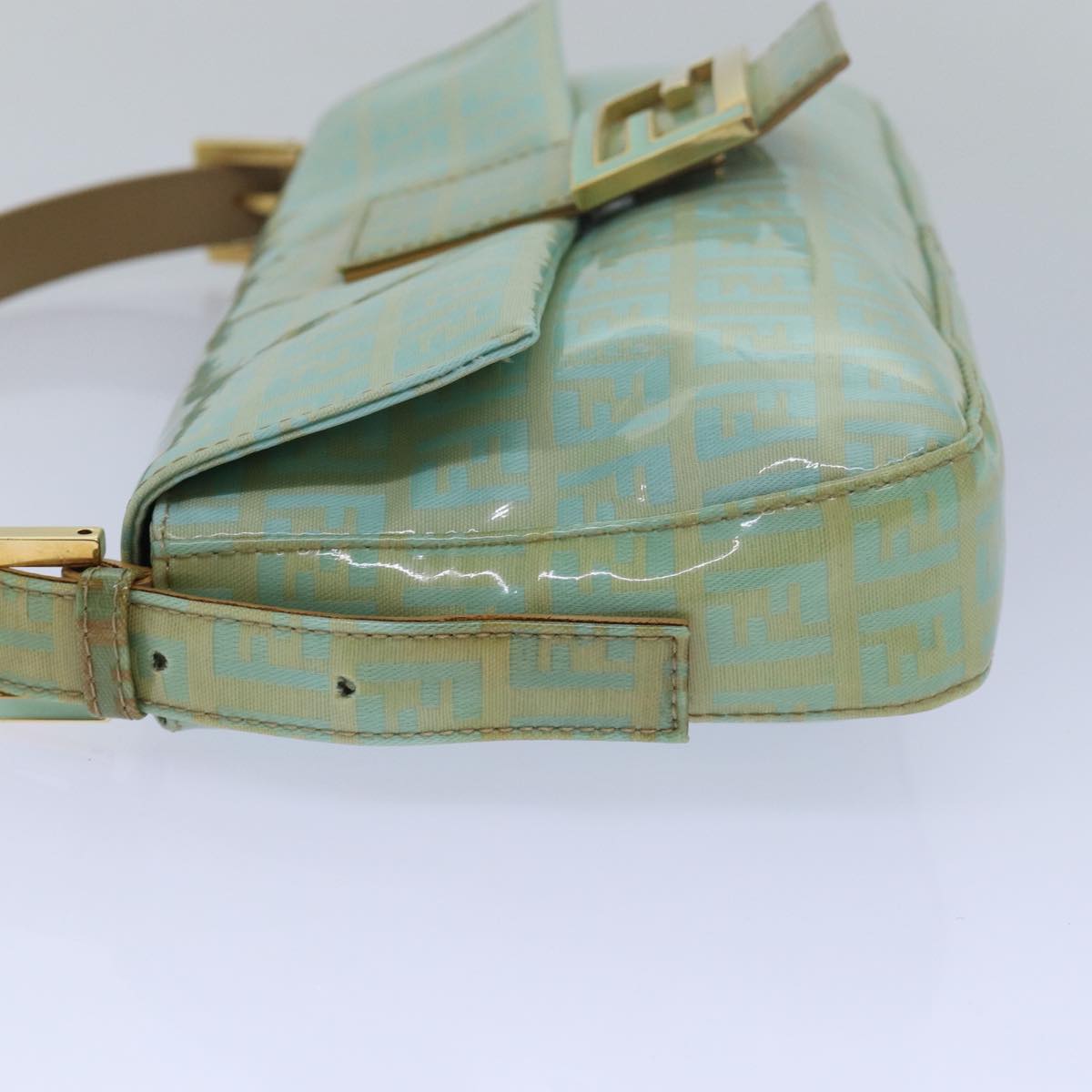 Luxury Fendi Zucchino Canvas Mamma Baguette Hand Bag Light Blue78229