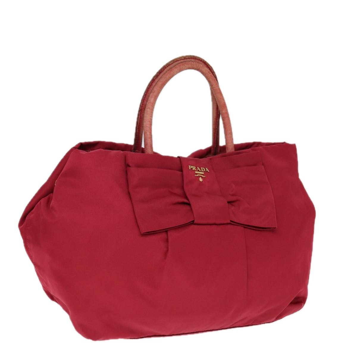 Luxury PradaRibbon Hand Bag Nylon Pink 78261
