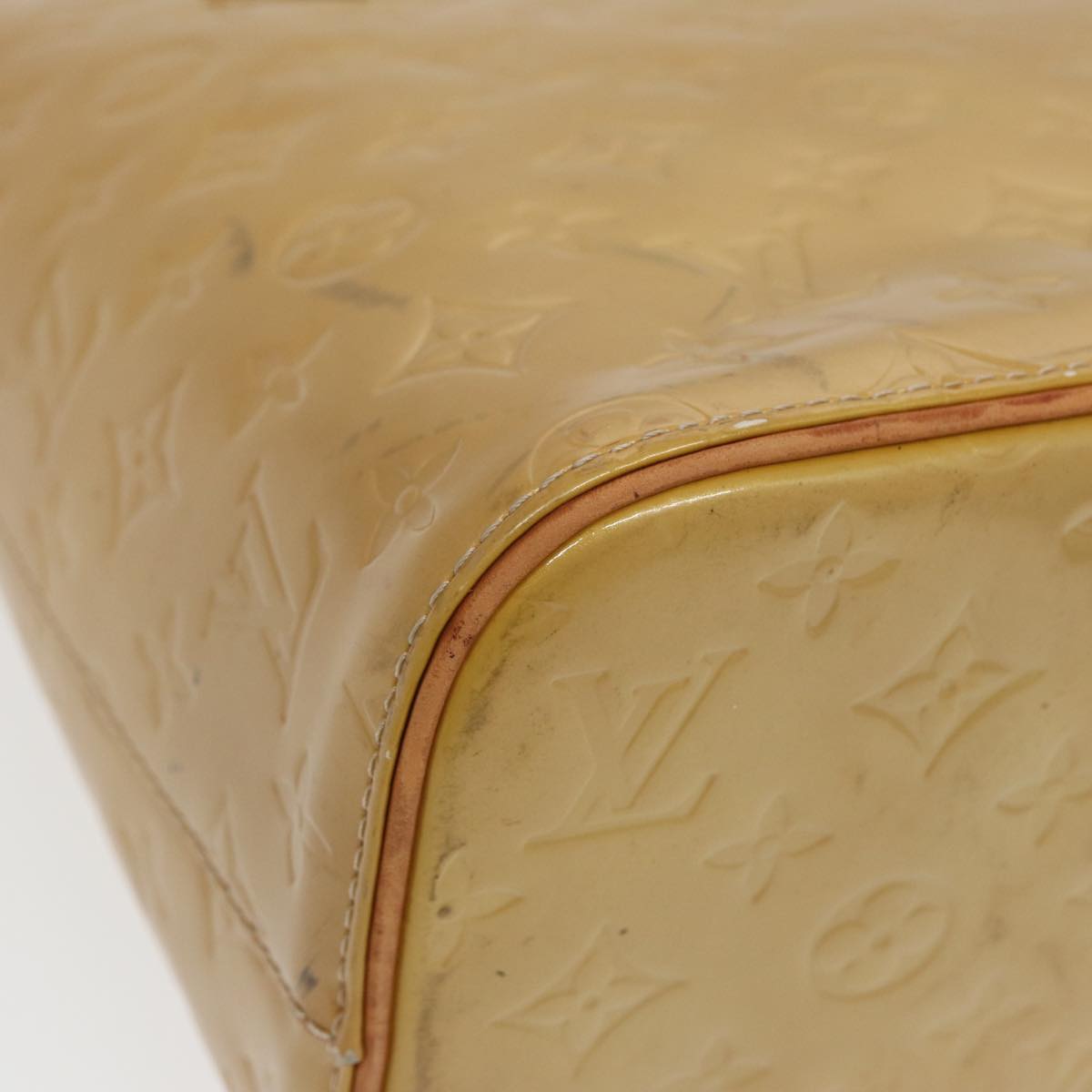 LOUIS VUITTON Monogram Vernis Houston Hand Bag Beige M91004 LV 78296