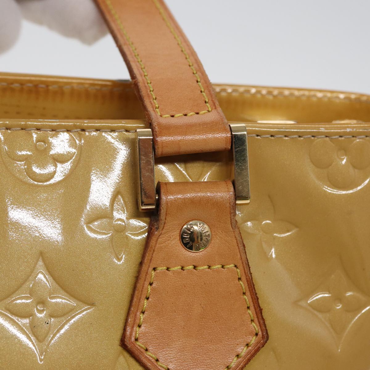 LOUIS VUITTON Monogram Vernis Houston Hand Bag Beige M91004 LV 78296