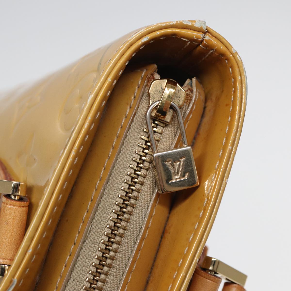 LOUIS VUITTON Monogram Vernis Houston Hand Bag Beige M91004 LV 78296