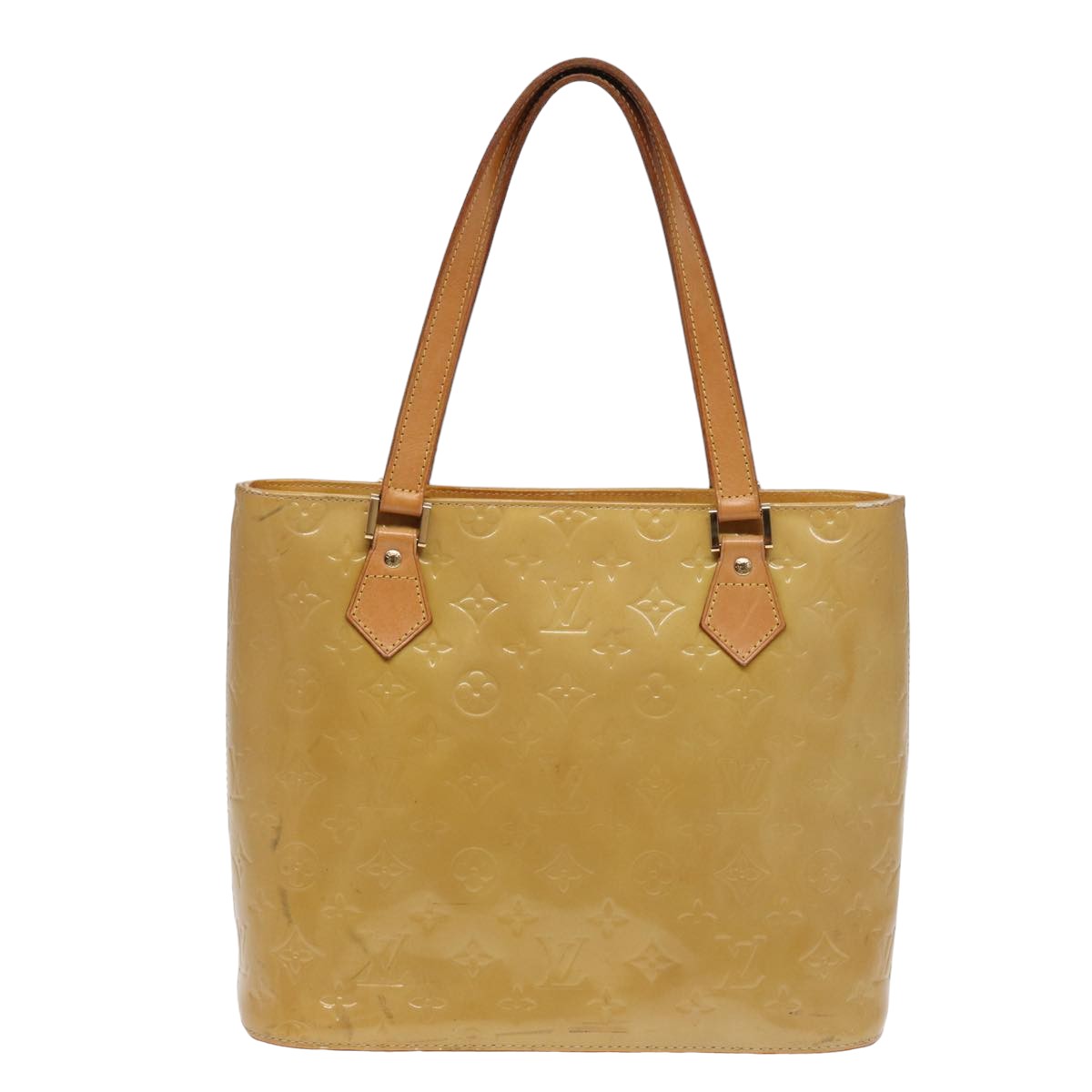LOUIS VUITTON Monogram Vernis Houston Hand Bag Beige M91004 LV 78296