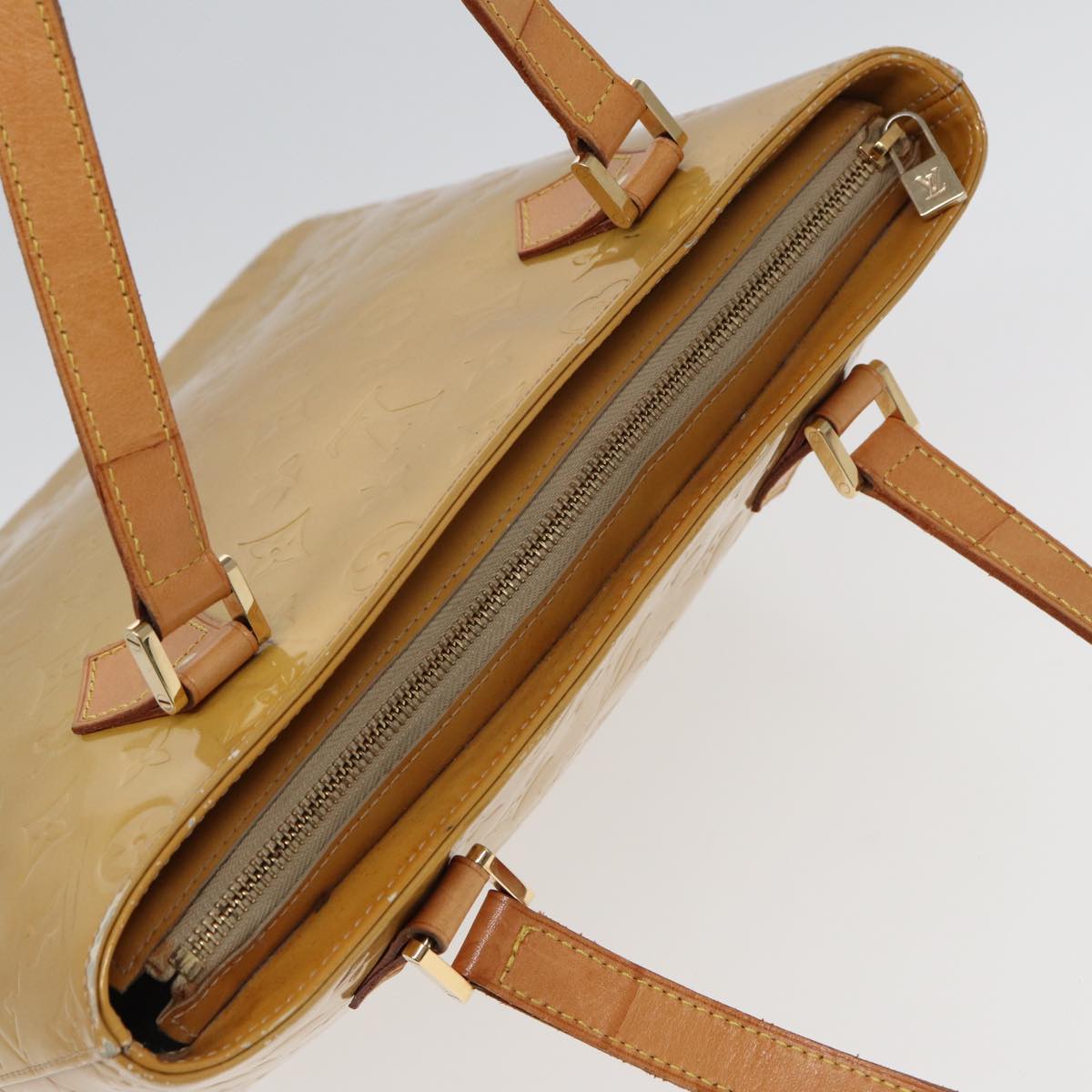 LOUIS VUITTON Monogram Vernis Houston Hand Bag Beige M91004 LV 78296