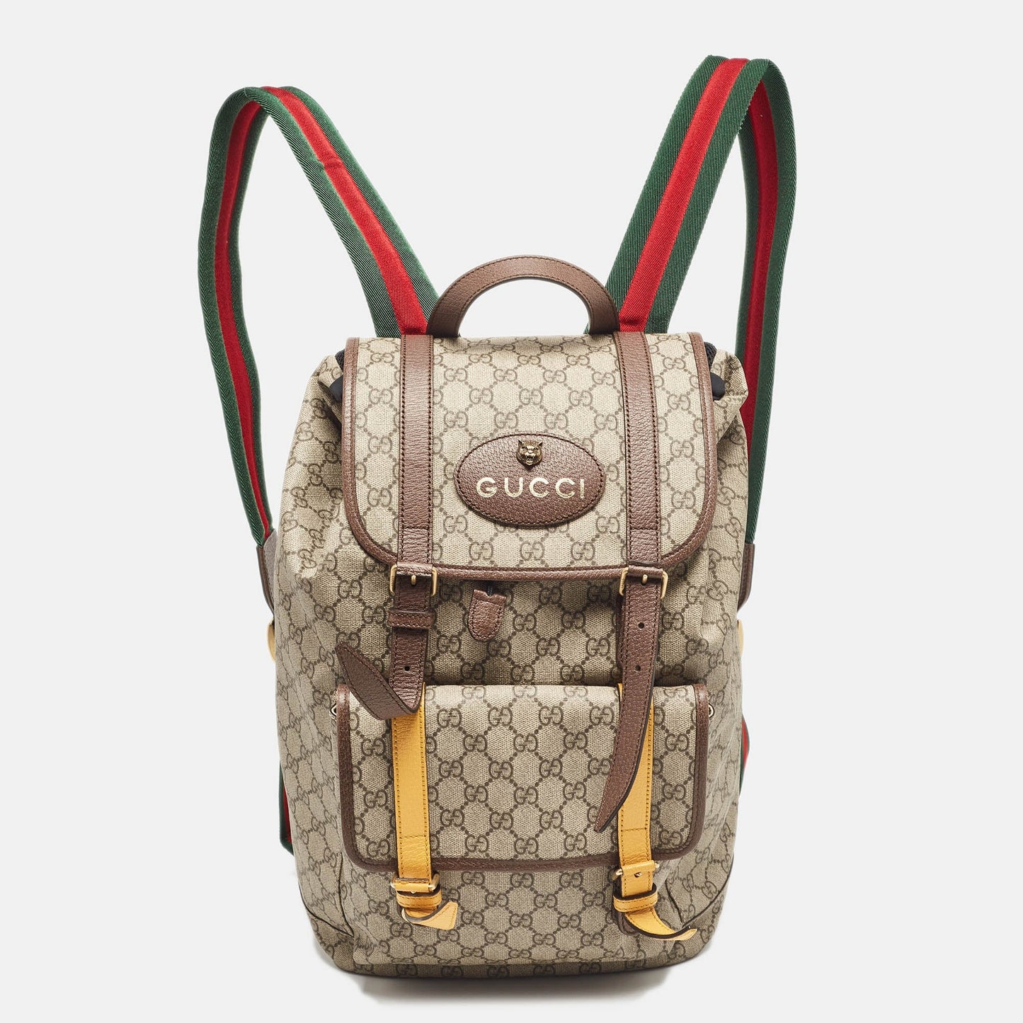 Luxury Gucci Trending 2025 Beige GG Supreme Canvas Web Soft Backpack