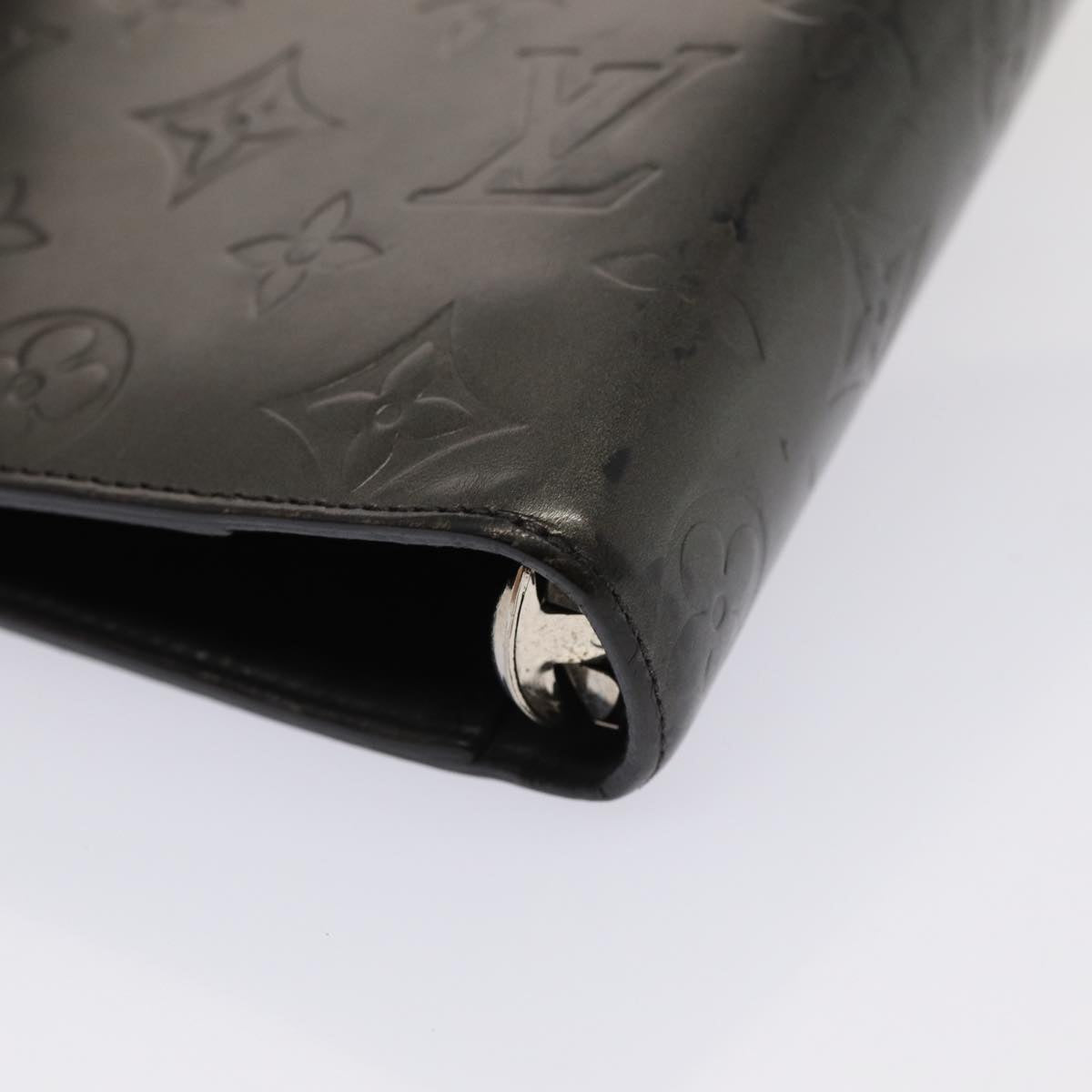 LOUIS VUITTON Monogram Mat Agenda MM Day Planner Cover Black R20925 78381