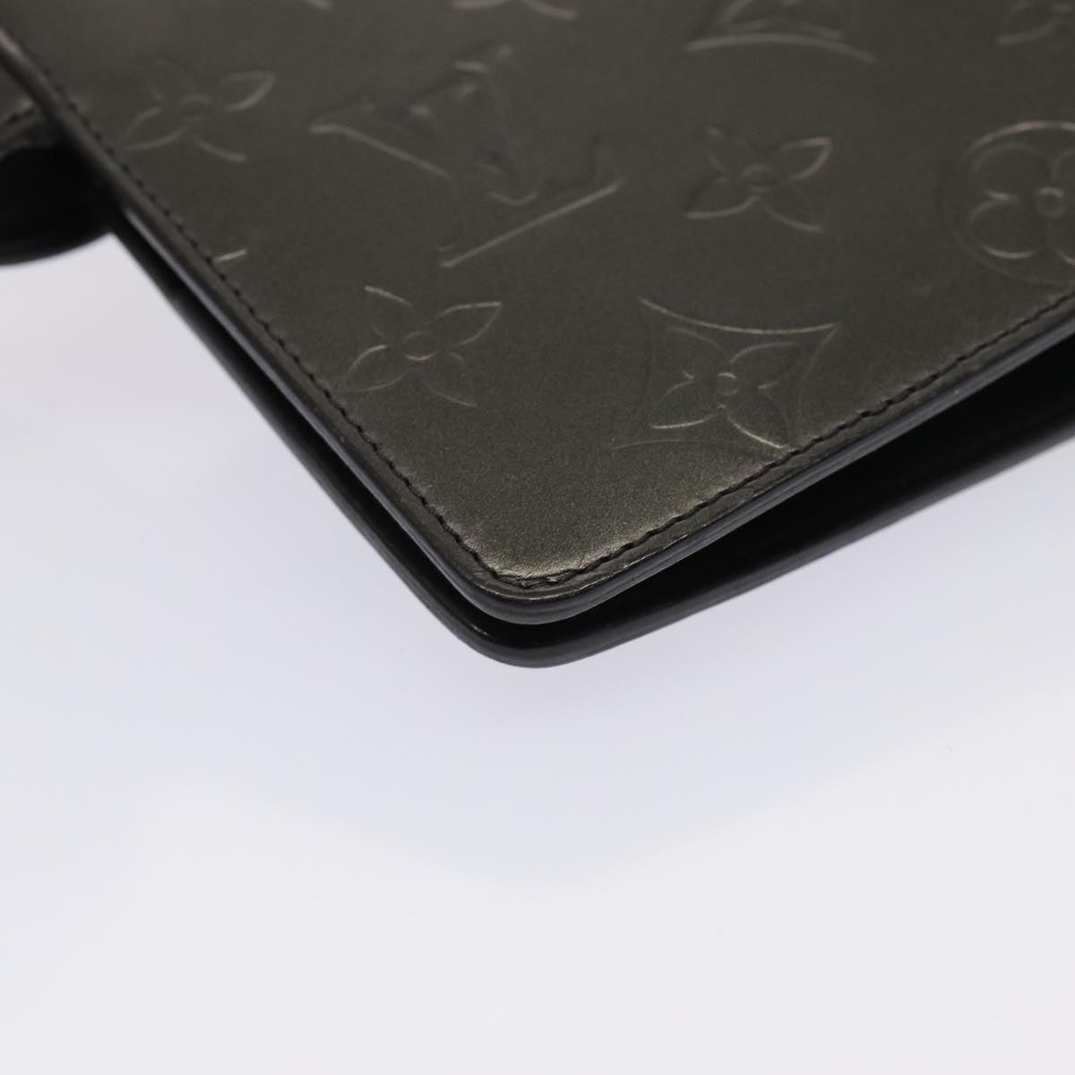 LOUIS VUITTON Monogram Mat Agenda MM Day Planner Cover Black R20925 78381