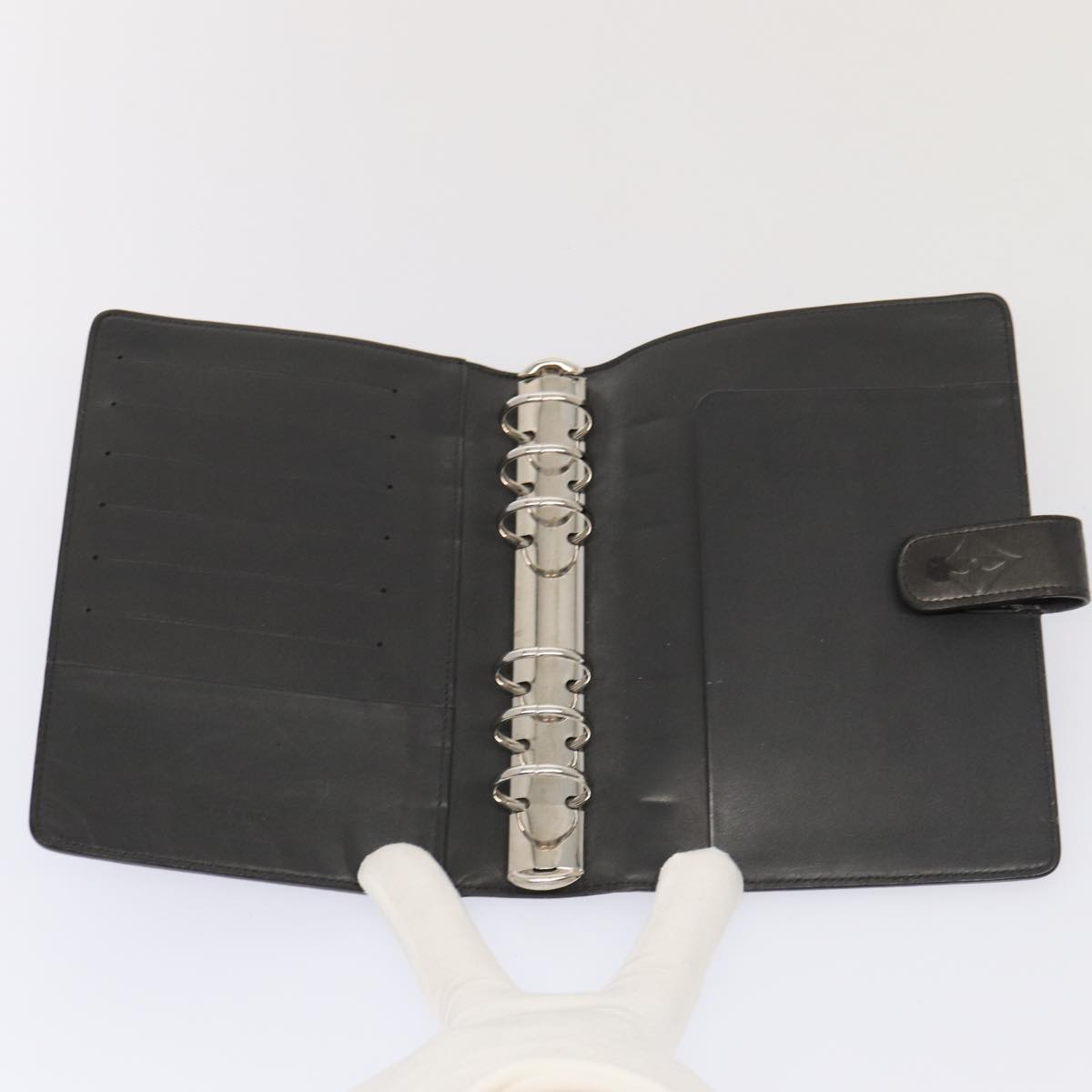 LOUIS VUITTON Monogram Mat Agenda MM Day Planner Cover Black R20925 78381