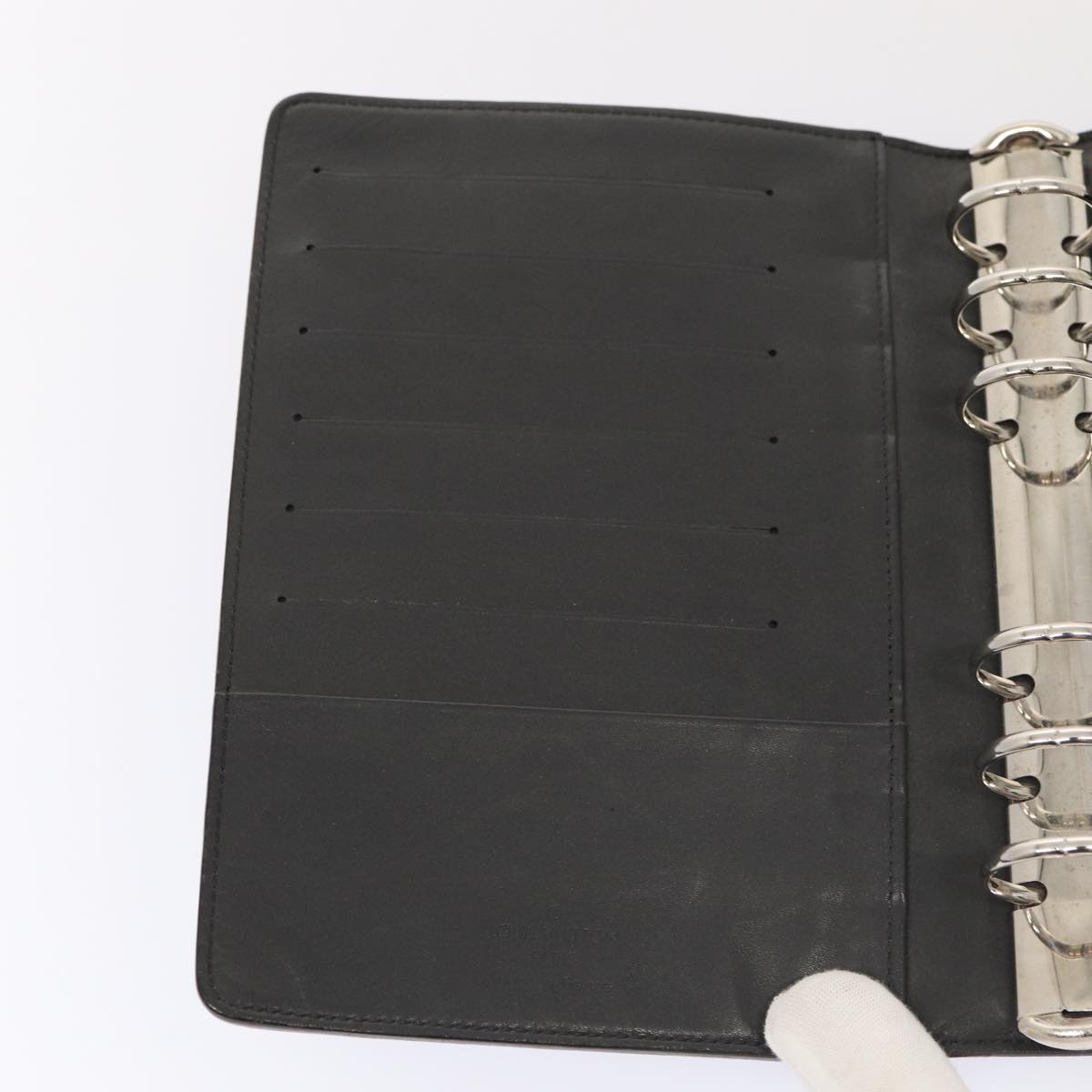 LOUIS VUITTON Monogram Mat Agenda MM Day Planner Cover Black R20925 78381