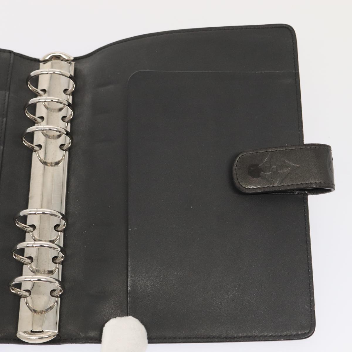 LOUIS VUITTON Monogram Mat Agenda MM Day Planner Cover Black R20925 78381