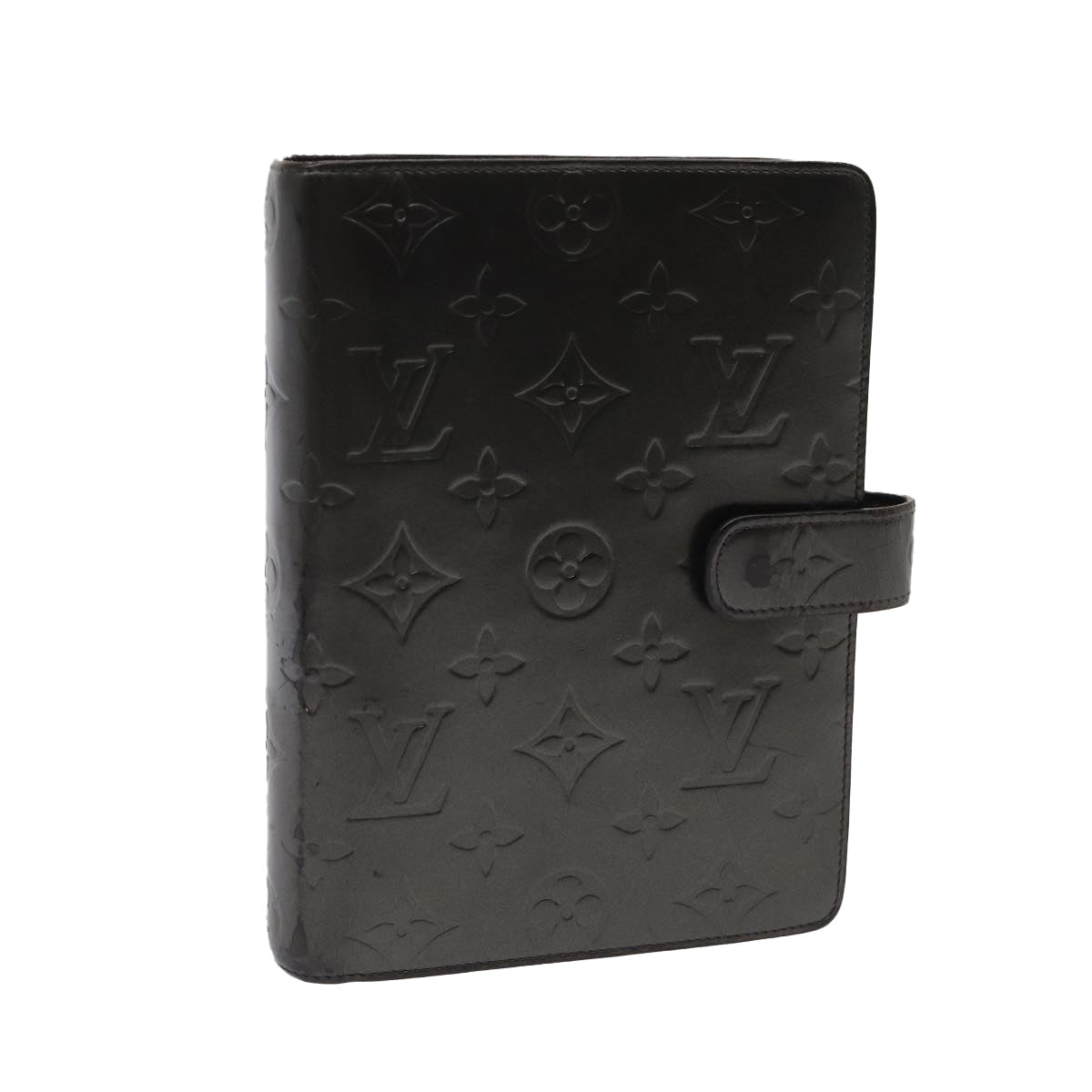 LOUIS VUITTON Monogram Mat Agenda MM Day Planner Cover Black R20925 78381