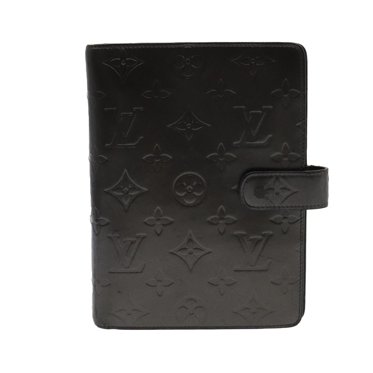 LOUIS VUITTON Monogram Mat Agenda MM Day Planner Cover Black R20925 78381