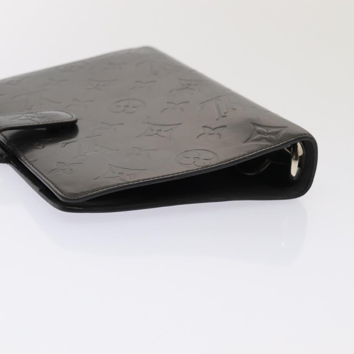 LOUIS VUITTON Monogram Mat Agenda MM Day Planner Cover Black R20925 78381