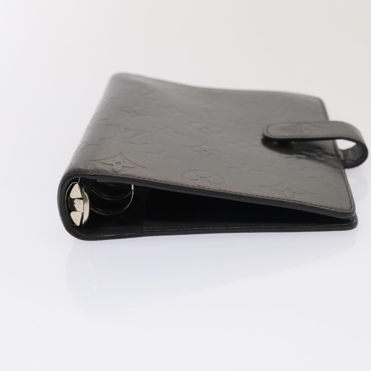 LOUIS VUITTON Monogram Mat Agenda MM Day Planner Cover Black R20925 78381