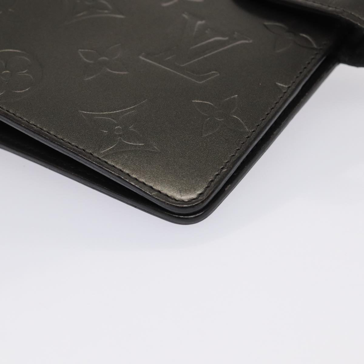 LOUIS VUITTON Monogram Mat Agenda MM Day Planner Cover Black R20925 78381