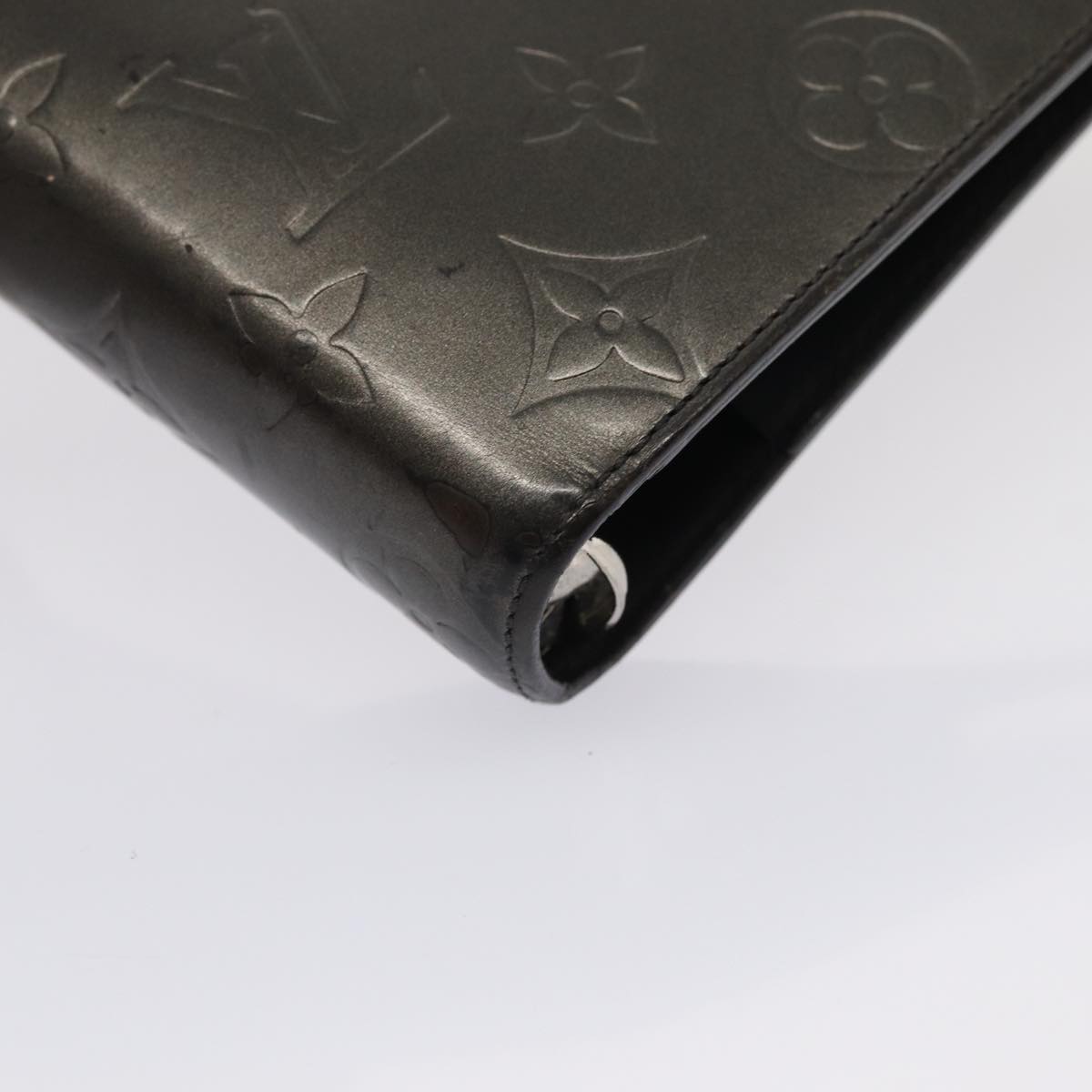 LOUIS VUITTON Monogram Mat Agenda MM Day Planner Cover Black R20925 78381
