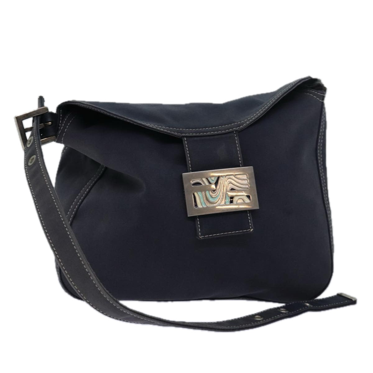 Luxury Fendi Mamma Baguette Shoulder Bag Canvas Gray78396