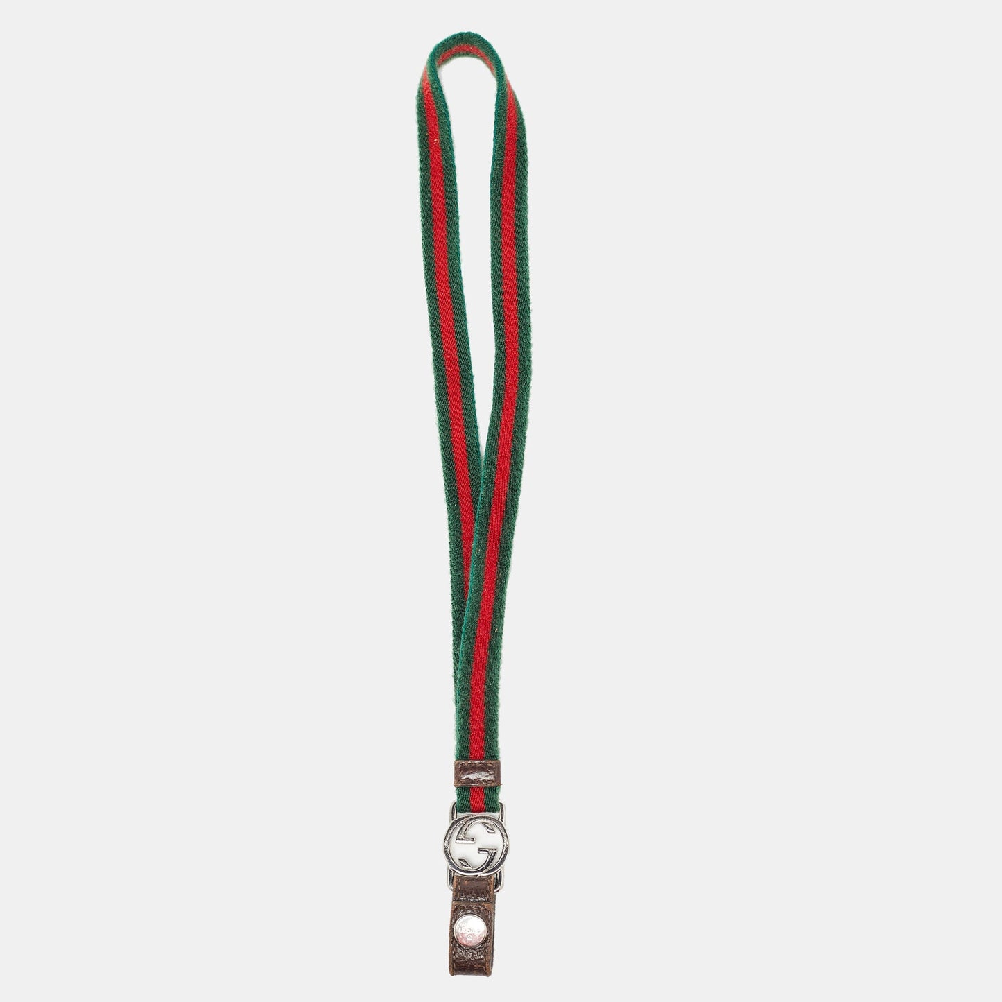 Luxury Gucci Trending 2025 Green/Red Web Canvas Interlocking G Lanyard Keychain