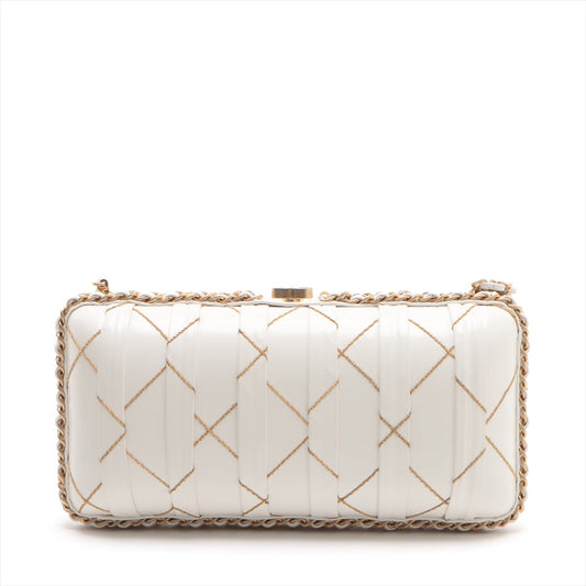Chanel Coco Leather Chain Shoulder Bag White G  29th